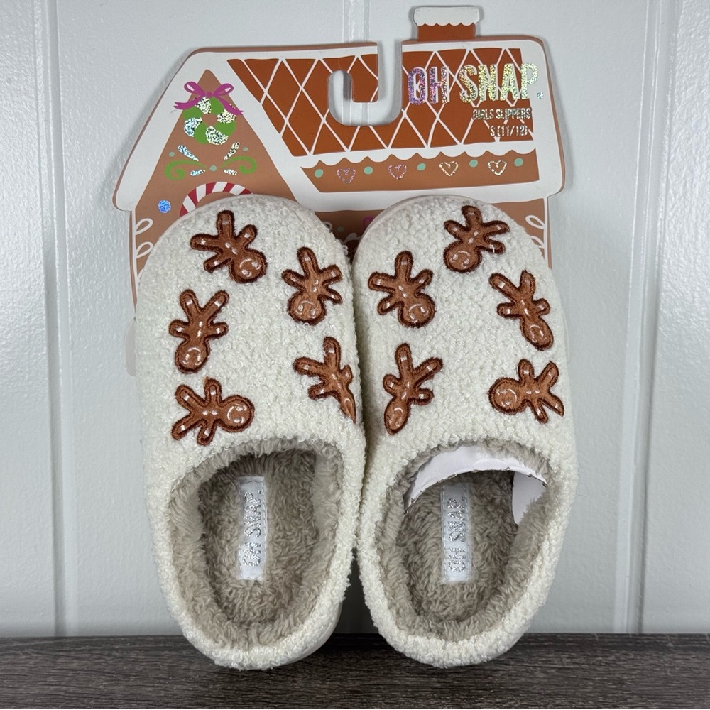 NEW Oh Snap Gingerbread Christmas Slippers Girl's 11/12